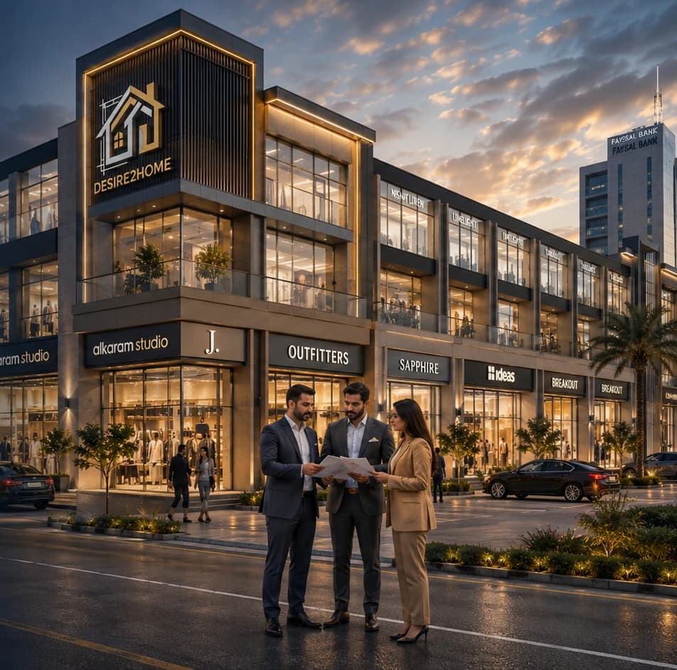 Modern commercial plaza construction concept by Desire2Home